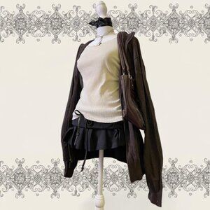 Sebastian cooper dark brown cashmere blend zip up sweater